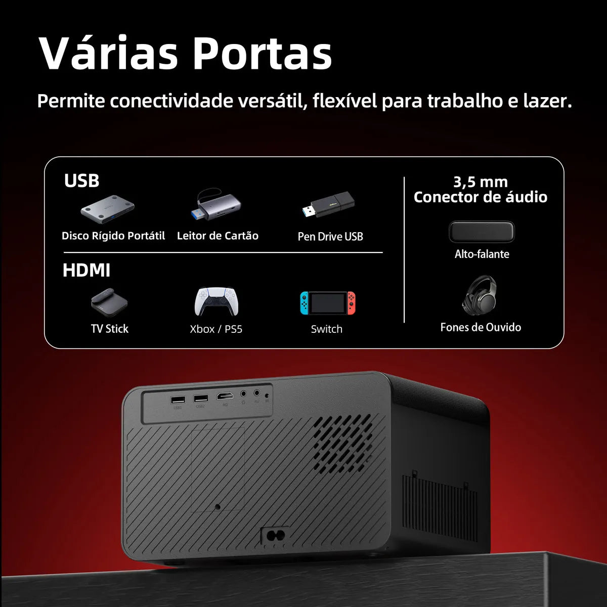 Projetor 300 Polegadas Bettdow Smart 4K 25000lm Google TV Netflix Bluetooth + Kit Brinde Exclusivo