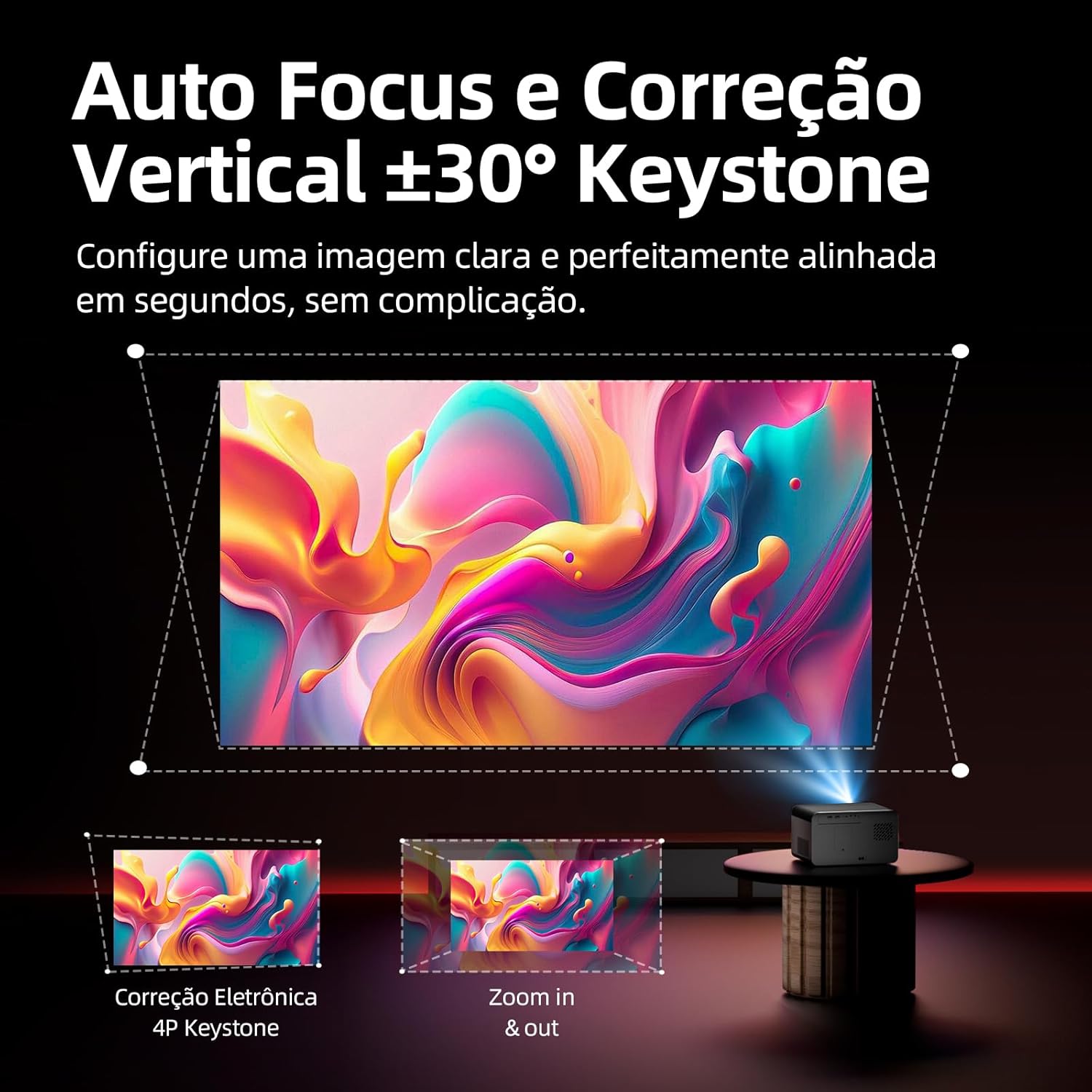 Projetor 300 Polegadas Bettdow Smart 4K 25000lm Google TV Netflix Bluetooth + Kit Brinde Exclusivo