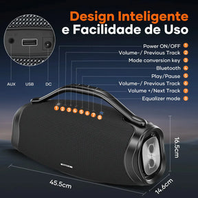 LANÇAMENTO | Caixa de Som Bluetooth 200W 39000mah EQ IPX6 Sabala DRa-909 Exclusiva | POTÊNCIA E GRAVE
