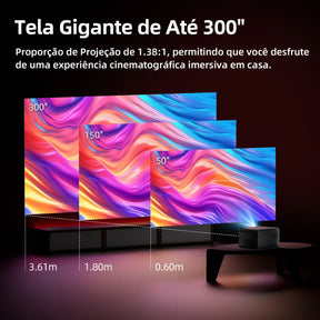 Projetor 300 Polegadas Bettdow Smart 4K 25000lm Google TV Netflix Bluetooth + Kit Brinde Exclusivo