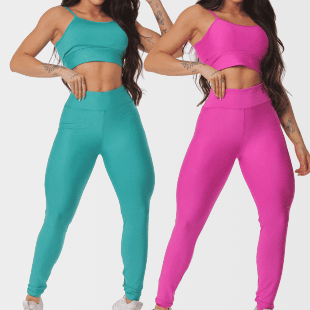 (Compre 1 Leve 2) Kit 2 Conjunto Legging e Top Alcinha