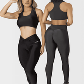 (Compre 1 Leve 2) Kit 2 Conjuntos Academia 2 Tops e 2 Legging Levanta Bumbum