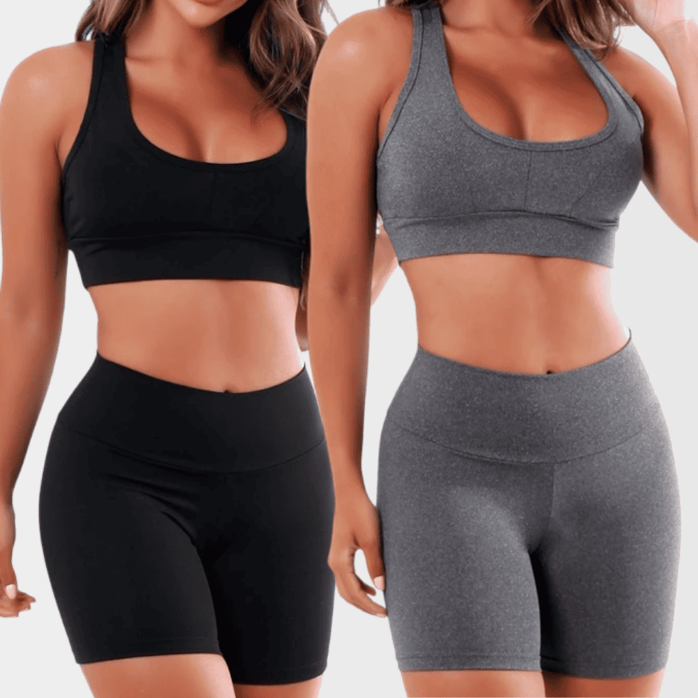 (Compre 1 Leve 2) Kit 2 Conjuntos Fitness Feminino Top Nadador + Short