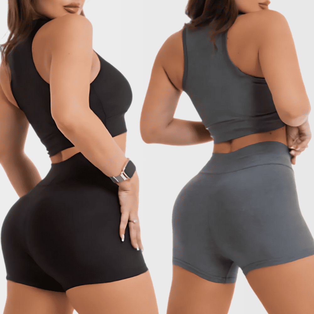 (Compre 1 Leve 2) Kit 2 Conjunto Fitness Short e Top Feminino