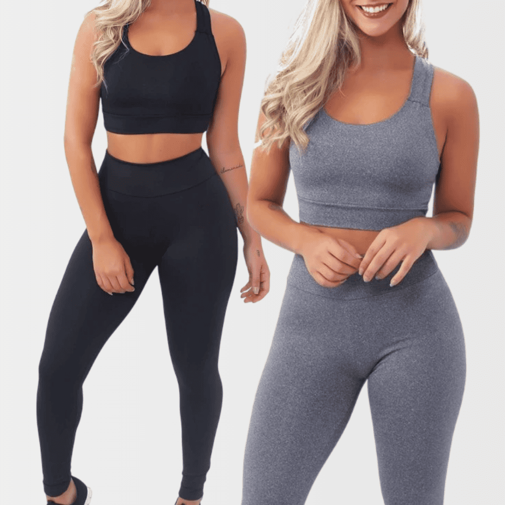 (Compre 1 Leve 2) Kit 2 Conjuntos Calça Legging e Top Fitness