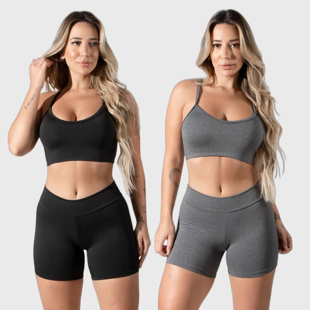 (Compre 1 Leve 2) Kit 2 Conjuntos Short Legging Top Alcinha