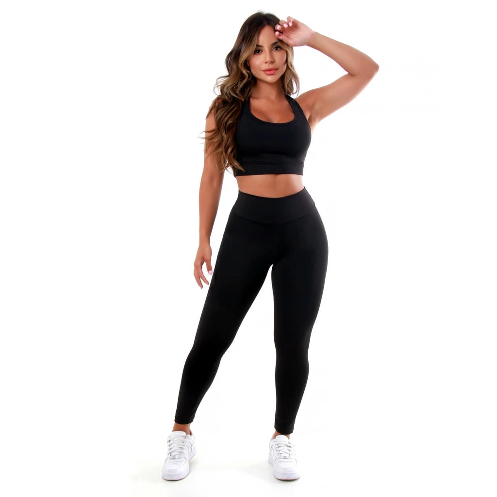 (Compre 1 Leve 2) Kit 2 Conjuntos Calça Legging e Top Fitness