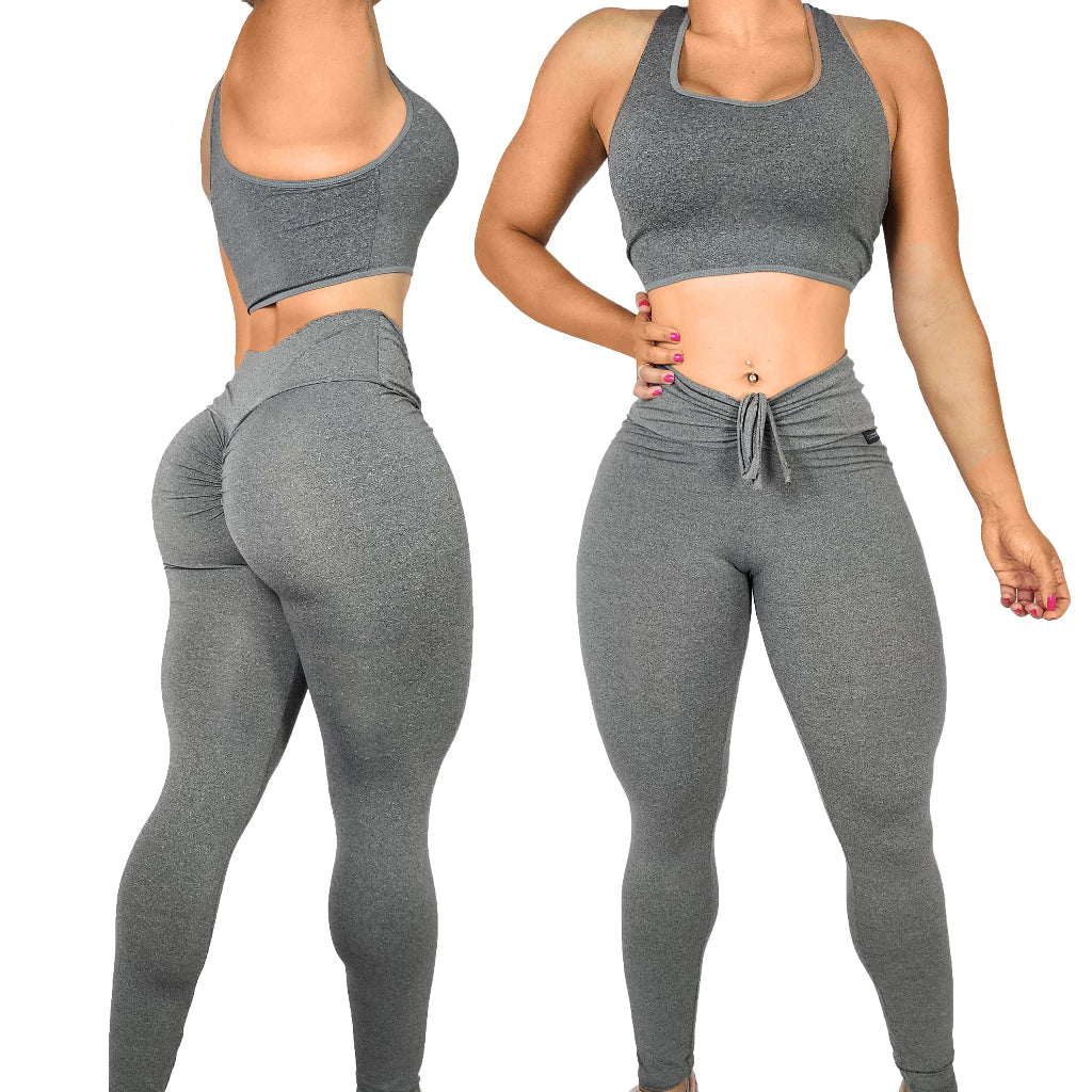 (Compre 1 Leve 2) Kit 2 Conjuntos Feminino Academia Top e Legging Levanta Bumbum