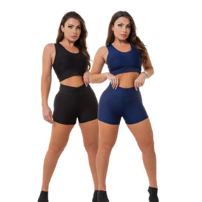 (Compre 1 Leve 2) Kit 2 Conjunto Fitness Short e Top Feminino