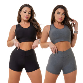 (Compre 1 Leve 2) Kit 2 Conjunto Fitness Short e Top Feminino