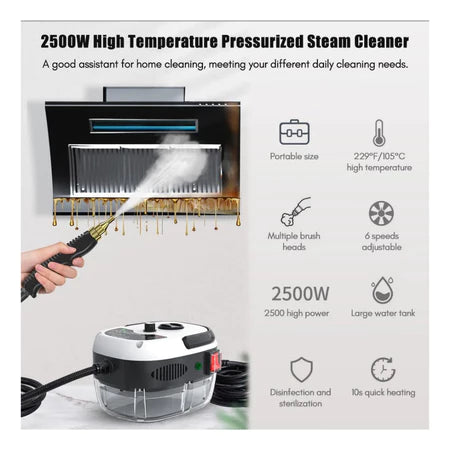 Limpador a Vapor Turbo Pressurizado 2500W Bivolt – Higienização Poderosa e Profunda + Brindes Escovas