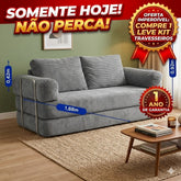 Sofá Cama Modular AirPress 2 em 1 - Tecido Velourê + Kit Travesseiros | CONFORTO E DURABILIDADE