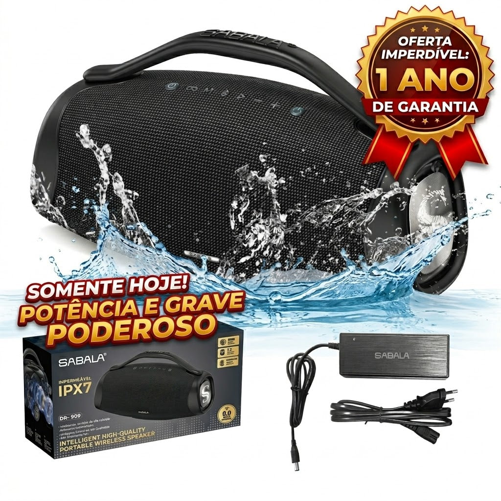 LANÇAMENTO | Caixa de Som Bluetooth 200W 39000mah EQ IPX6 Sabala DRa-909 Exclusiva | POTÊNCIA E GRAVE